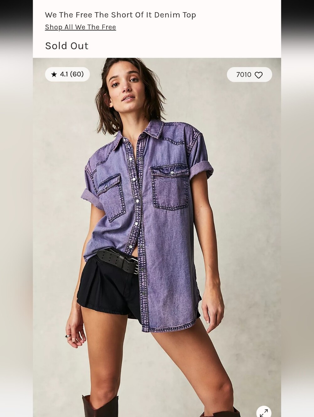 We The Free The Short Of It Denim Top - Orchard OverDye- Small